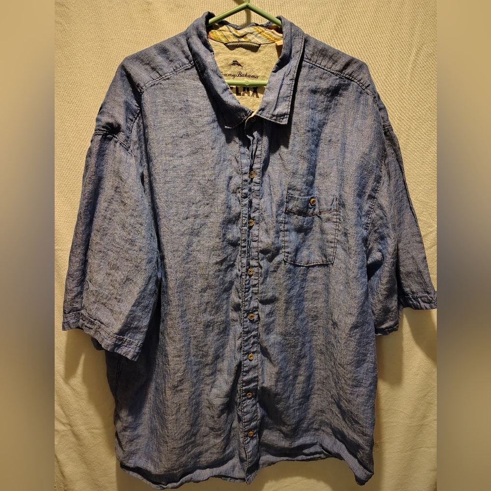 Tommy Bahama Relax 100% Linen Button Down Short Sleeve Men's Shirt Size 2XLT